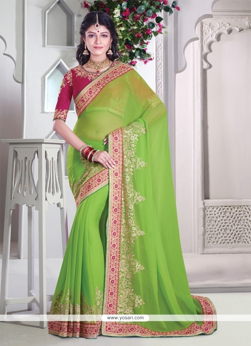 Tempting Green Classic Designer Saree