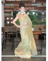 Elegant Sea Green Zari Work Tissue Designer Saree