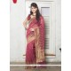 Flamboyant Jute Silk Hot Pink Resham Work Designer Saree