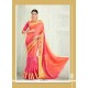 Wonderous Orange Patch Border Work Banarasi Silk Designer Saree