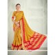 Invaluable Banarasi Silk Mustard Patch Border Work Designer Saree