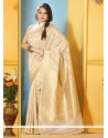 Lovely Beige Benarasi Silk Saree