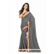 Staggering Faux Chiffon Grey Patch Border Work Casual Saree