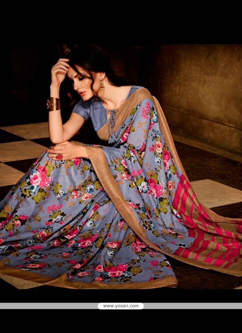 Festal Handloom Silk Multi Colour Print Work Casual Saree