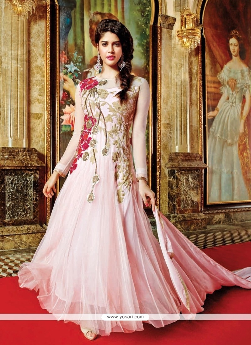 Absorbing Pink Anarkali Salwar Kameez