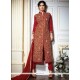 Winsome Red Fancy Fabric Designer Suit