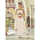 Elite Embroidered Work Off White Faux Chiffon Designer Suit
