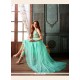 Graceful Turquoise Embroidered Work Net Designer Suit