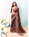 Exceptional Brown Patch Border Work Saree