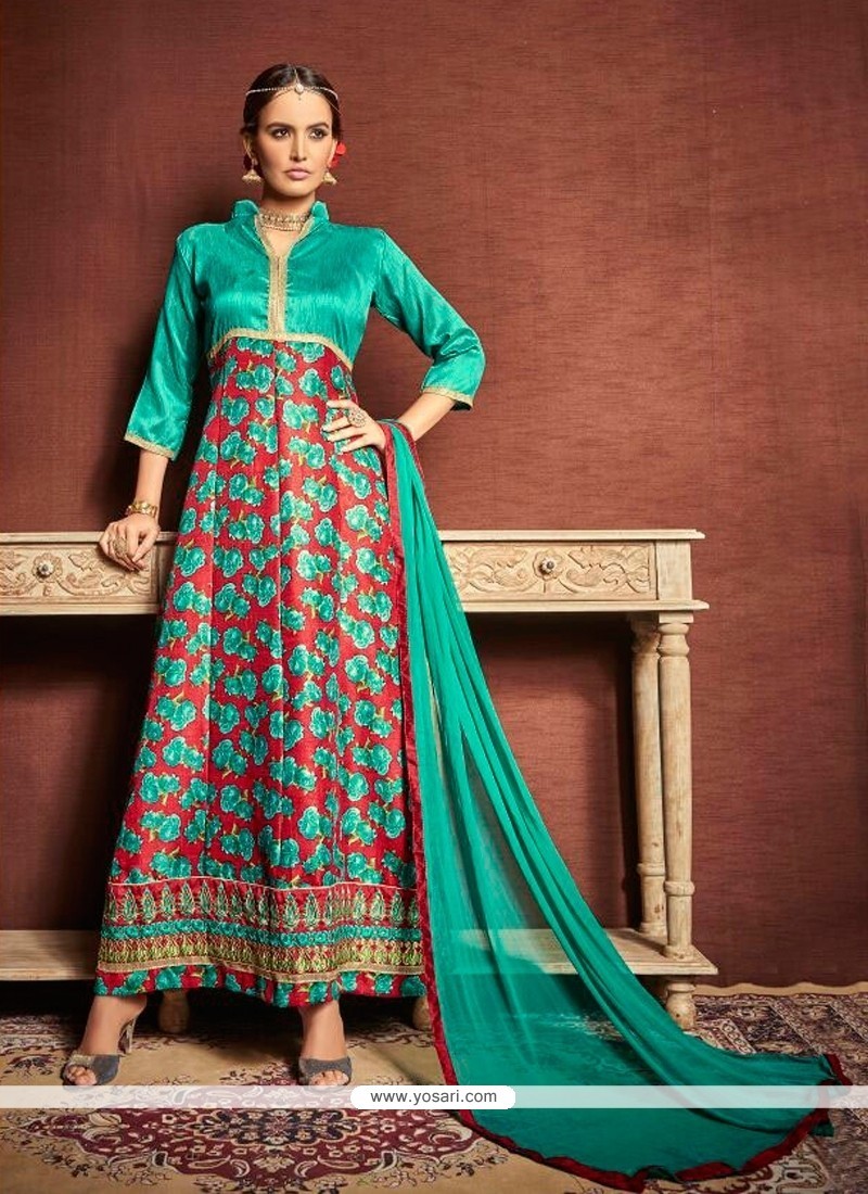Shop online Maroon Bhagalpuri Silk Pant Style Salwar Suit