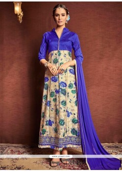 Amazing Bhagalpuri Silk Blue Designer Suit