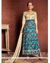 Trendy Multi Colour Print Work Bhagalpuri Silk Designer Suit