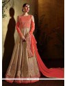 Exceeding Embroidered Work Orange Georgette Anarkali Salwar Suit