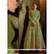 Fetching Green Raw Silk Anarkali Salwar Suit