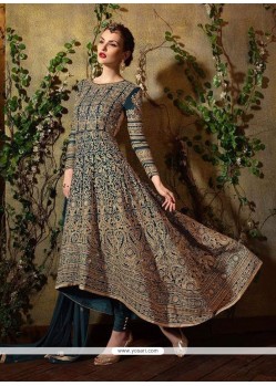 Invigorating Green Embroidered Work Georgette Anarkali Salwar Suit