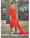 Dazzling Silk Orange Churidar Designer Suit