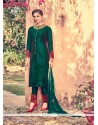 Adorable Green Embroidered Work Churidar Designer Suit