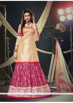 Embroidered Net A Line Lehenga Choli In Hot Pink