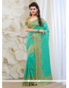 Heavenly Turquoise Silk Classic Designer Saree