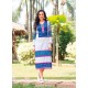 Vibrant Print Work Blue And Off White Party Wear Kurti