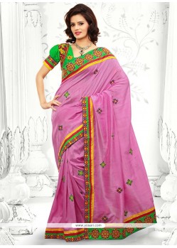 Perfect Pink Bhagalpuri Silk Saree