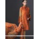 Graceful Orange Embroidered Work Designer Suit