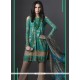 Praiseworthy Sea Green Embroidered Work Georgette Designer Suit