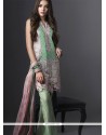Sophisticated Sea Green Embroidered Work Designer Suit