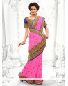 Mesmeric Pink Faux Georgette Saree