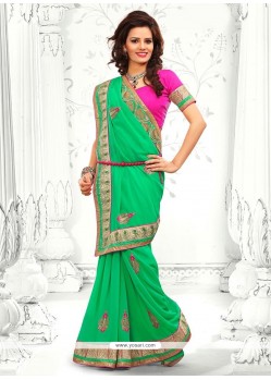 Markable Green Faux Georgette Casual Saree