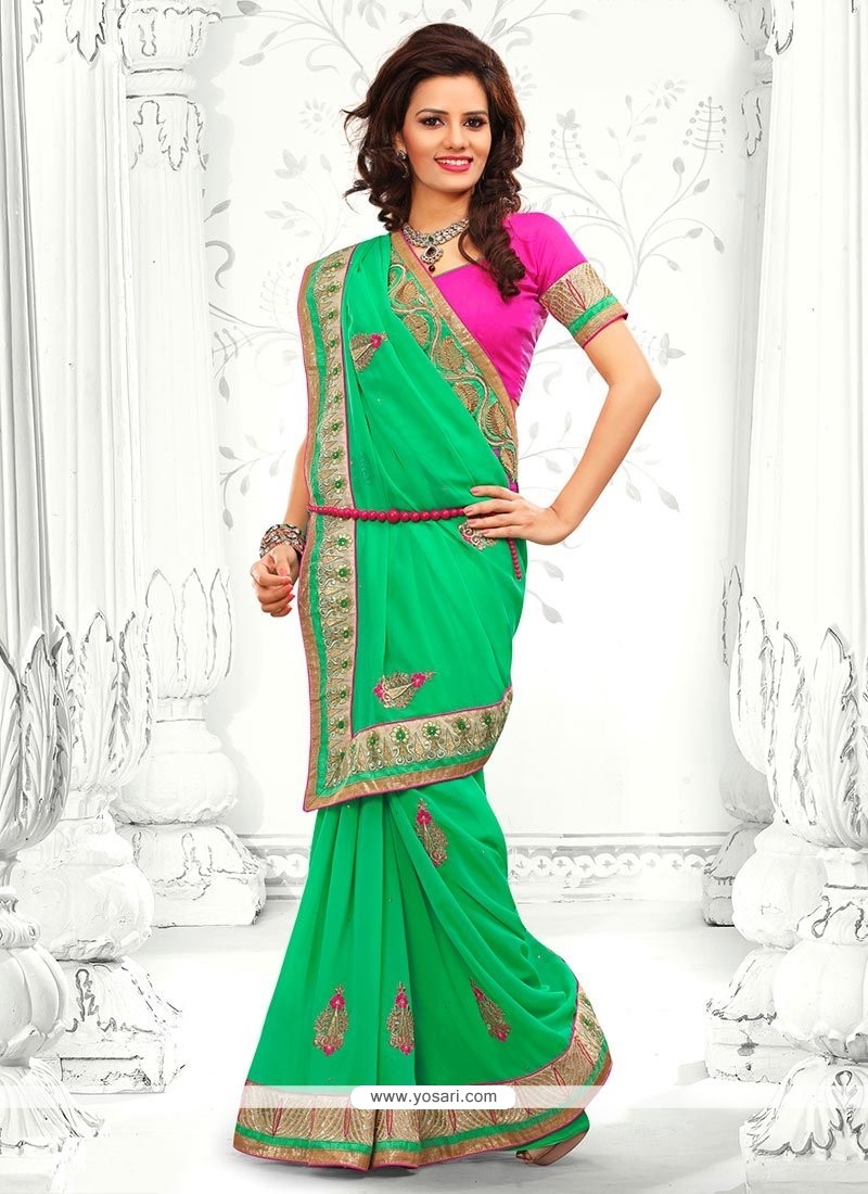 Markable Green Faux Georgette Casual Saree