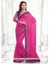 Gorgeous Pink Faux Georgette Saree