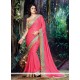 Lavish Satin Rose Pink Embroidered Work Classic Designer Saree