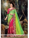 Majesty Green And Hot Pink Classic Designer Saree