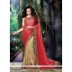 Magnetic Embroidered Work Beige And Red Classic Designer Saree