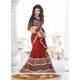 Remarkable Red Embroidered Work Classic Designer Saree
