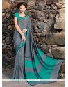 Dignified Print Work Faux Crepe Casual Saree