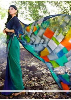 Print Georgette Designer Saree In Multi Colour