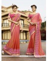 Perfect Jacquard Pink Patch Border Work Classic Designer Saree