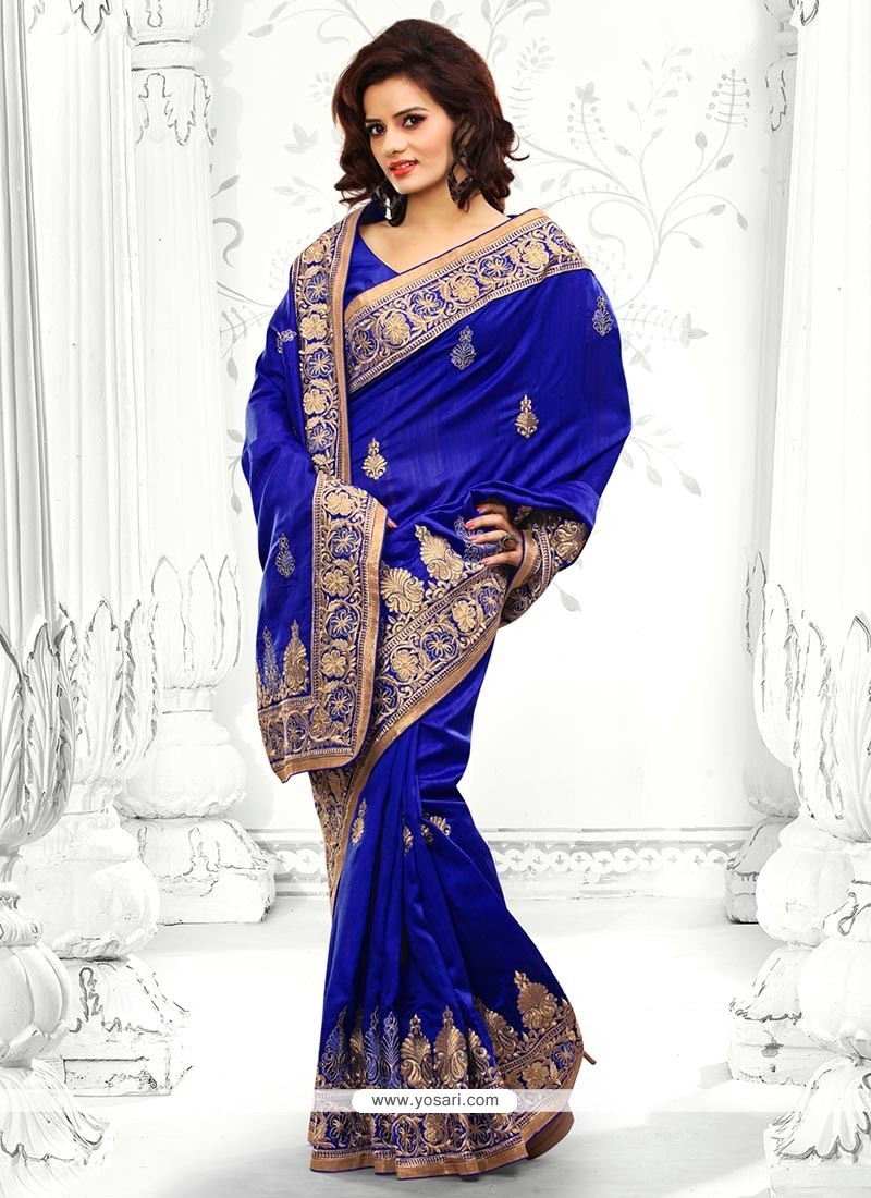 Beauteous Blue Bhagalpuri Silk Saree