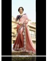 Dazzling Jacquard Pink Embroidered Work Classic Designer Saree