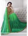 Sterling Georgette Green Embroidered Work Classic Designer Saree