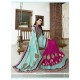 Beauteous Bamber Georgette Magenta Embroidered Work Classic Designer Saree