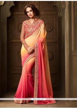 Embroidered Georgette Classic Designer Saree In Pink