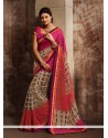 Pink And Brown Shaded Printed Party Wear Saree