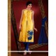 Excellent Embroidered Work Yellow Art Silk Designer Suit