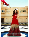 Eye-catchy Georgette Red Embroidered Work Designer Suit