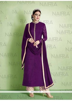Flamboyant Purple Embroidered Work Designer Suit