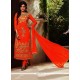 Appealing Resham Work Georgette Orange Designer Suit