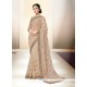 Whimsical Beige Embroidered Work Net Classic Designer Saree